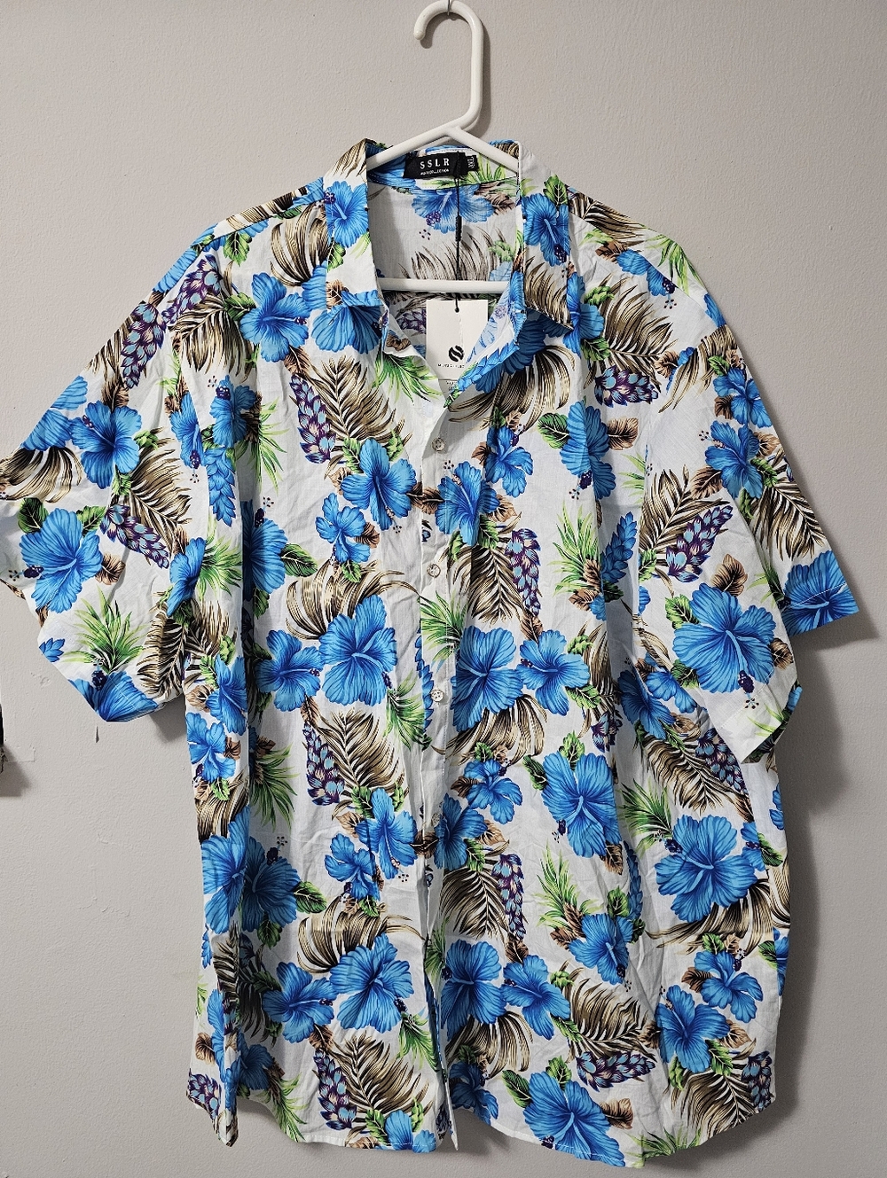 SSLR Men's Hawaiian Print Short Sleeve Button Down Shirt NWT